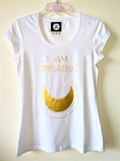 Stop and Affirm T-shirt:  I AM CREATIVE  (size UK 12) - illuminations Wellbeing Shop Online