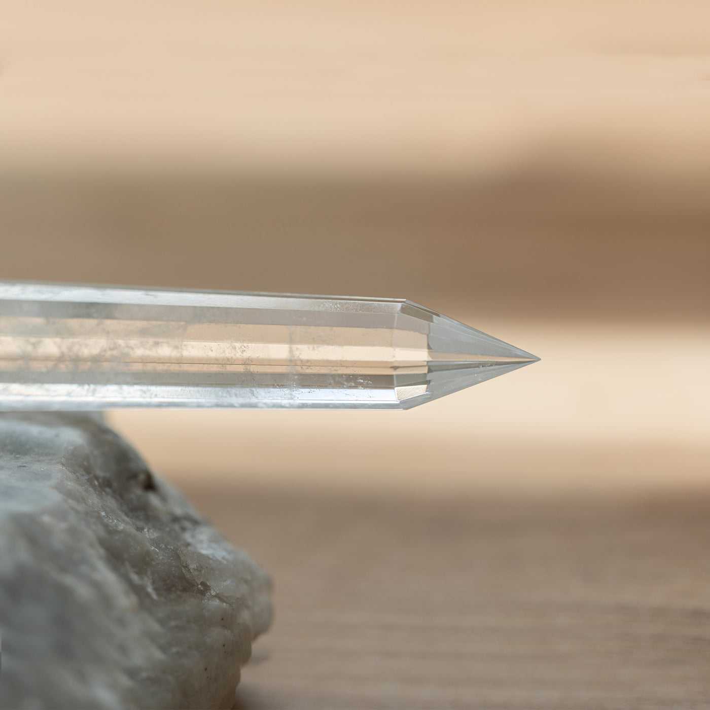 Laser faceted Clear quartz